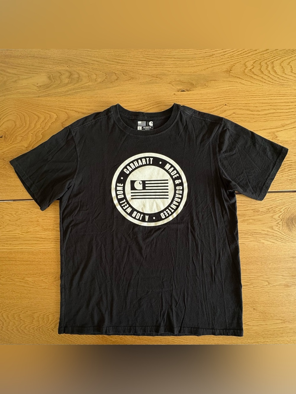 Carhartt T Shirt Men Large Tall Black Flag Graphic Made in USA Relaxed Fit Tee